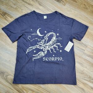 🔹️NWT La Luna Gray Scorpio Zodiac Short Sleeve Top Large